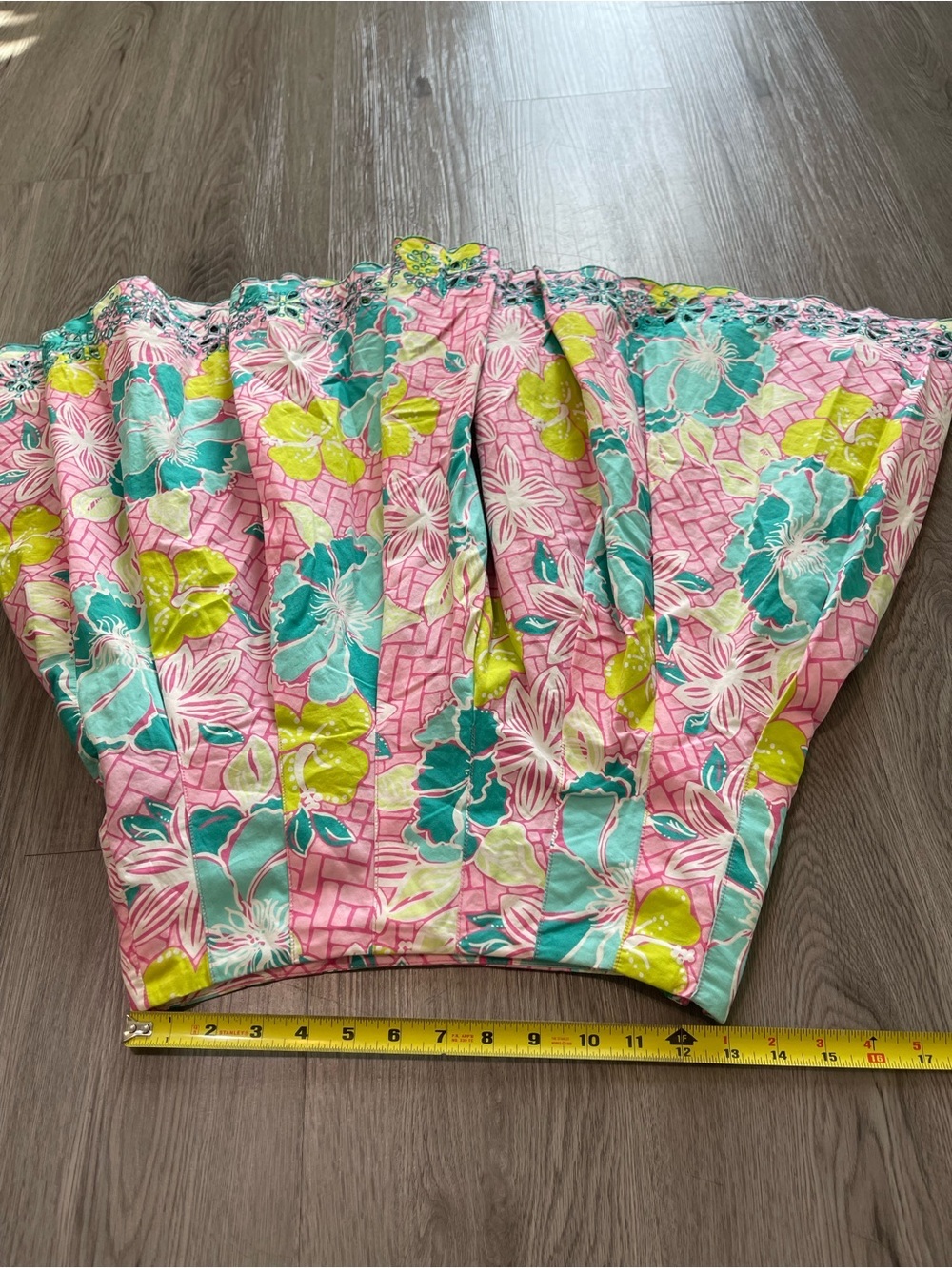 Lily Pulitzer Floral A-Line Cotton Skirt in Pink & Teal - Picture 5 of 6